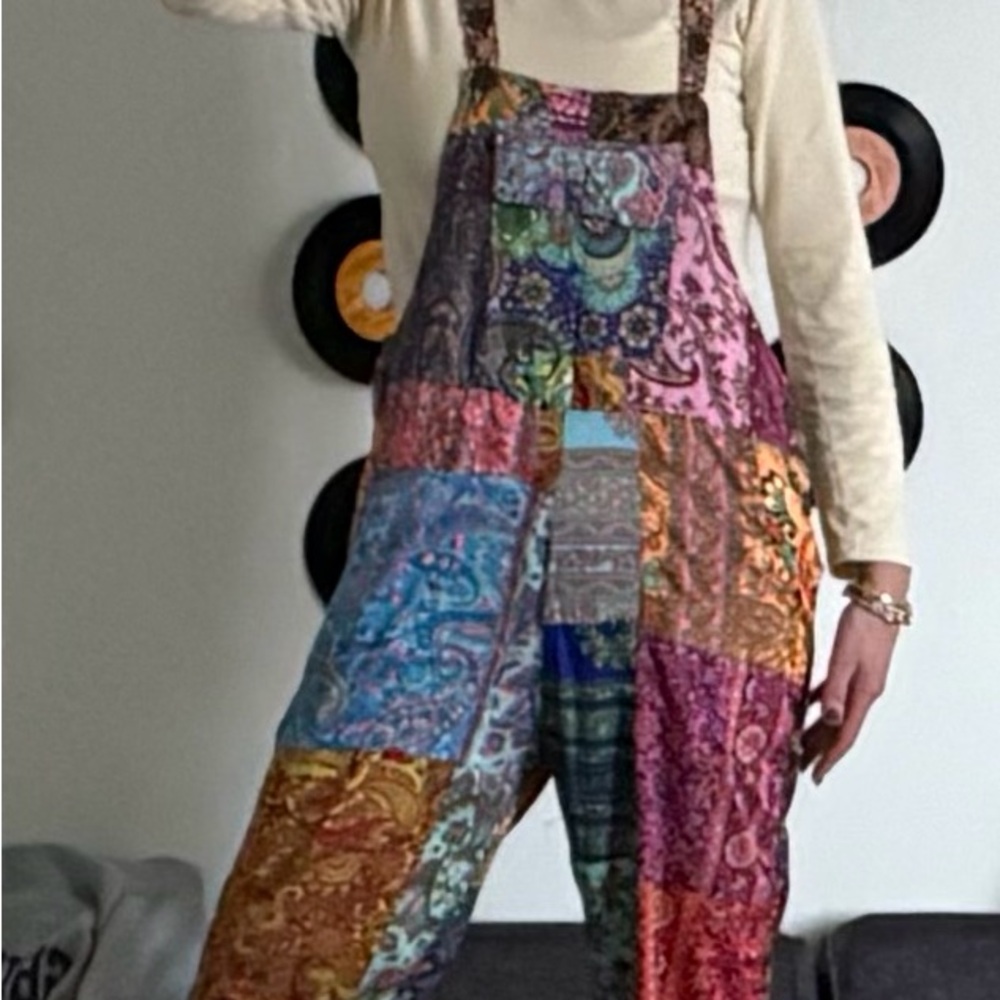 Boho Multicolor Patchwork Overalls - Picture 9 of 9